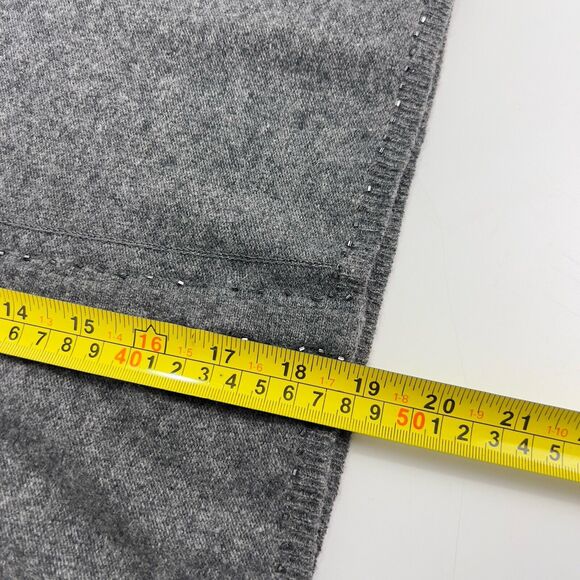 Gap Cardigan Sweater Women’s L Lambswool Blend Heather Gray Snap Beaded Cropped - Picture 14 of 15